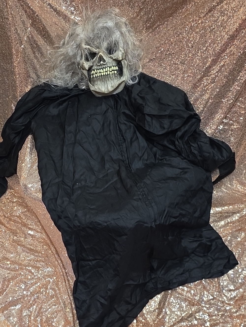 HALLOWEEN Kids Black Skull Grim Reaper Costume with Mask